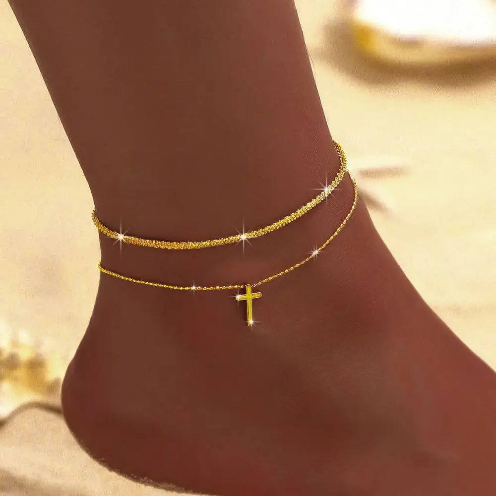 Echoarchiv | Chic Silber/Gold Doppel Fußkettchen