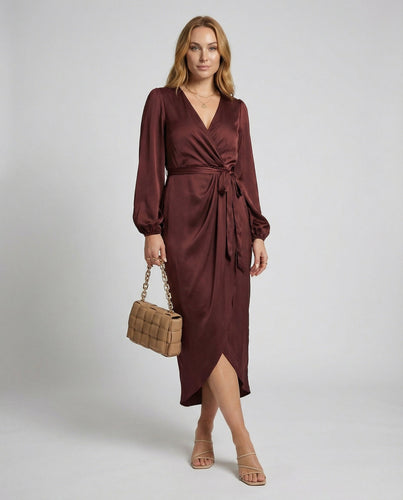 Elegantes Wickelkleid Damen Midi | Heidi-Mode