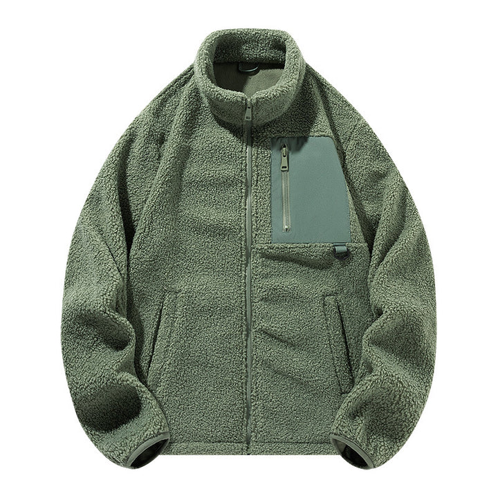 Unisex-Fleecejacke mit Stehkragen und Taschen