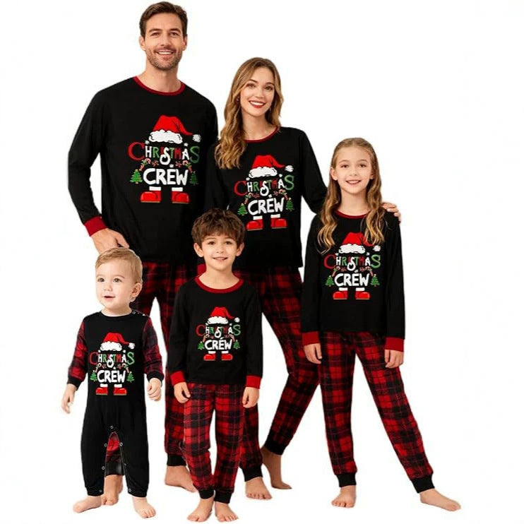 Weihnachts-Familien-Schlafanzug-Set im Karomuster