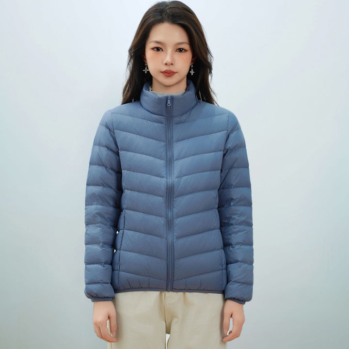Leichte Damen-Daunenjacke mit Stehkragen