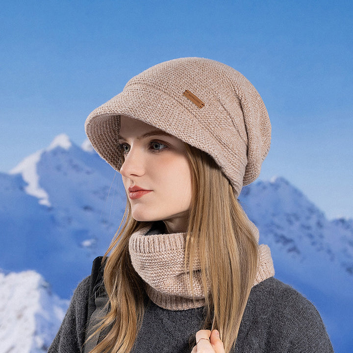 Strickmützen- und Schal-Set mit Futter