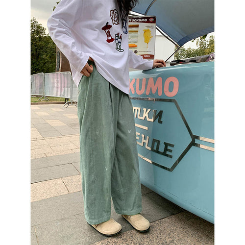 Kord-Hose mit Stickerei, 7/8-Länge