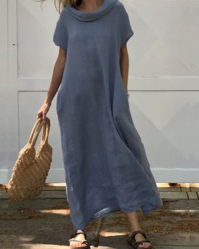 Echoarchiv | Leinenkleid mit Elegantem Kragen