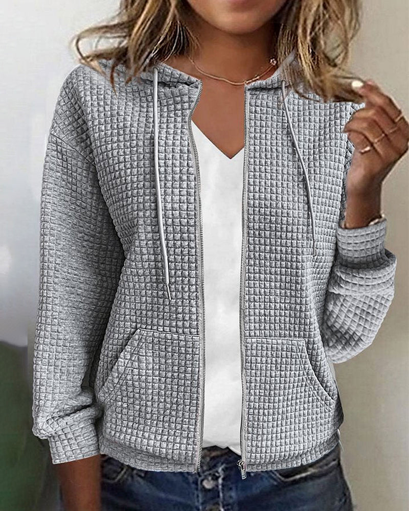 Damen-Cardigan mit Kapuze und Reißverschluss – Veloura