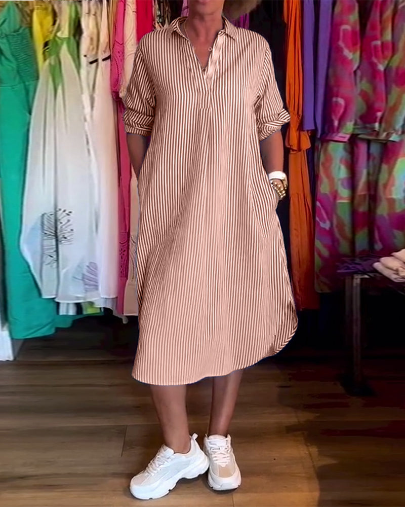 Echoarchiv | Gestreiftes Hemdkleid In Lässiger Passform