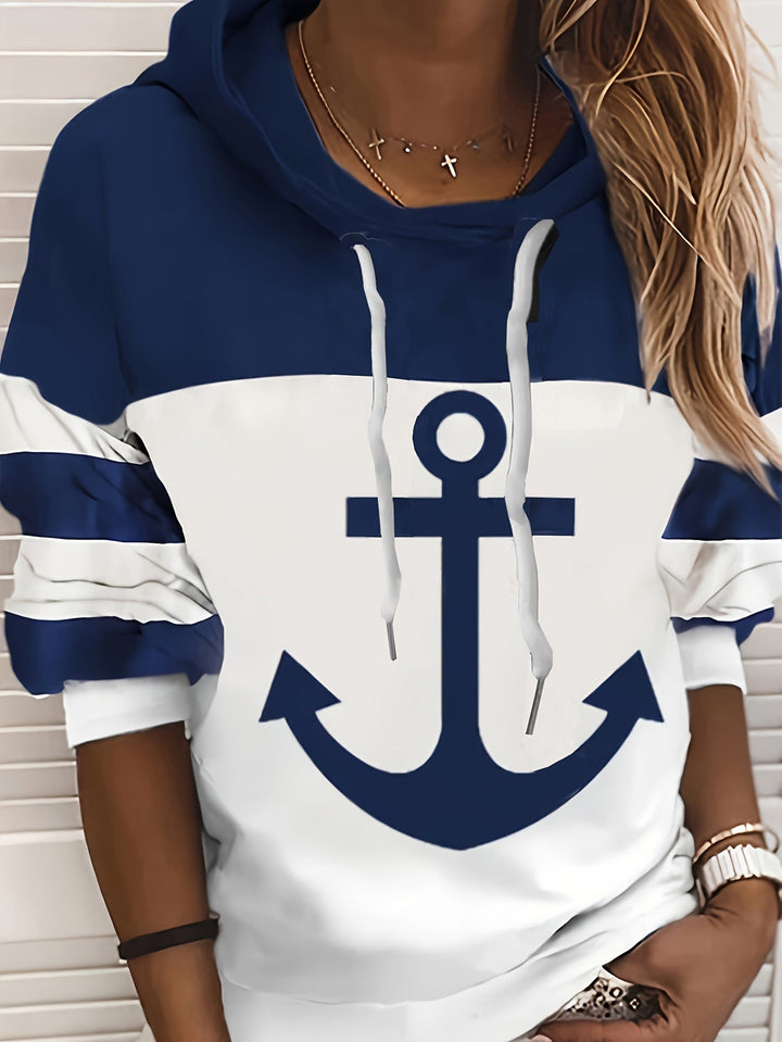 Echoarchiv | Colorblock-Hoodie mit Anker-Print