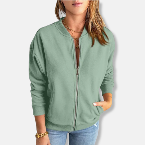 Jacke - Leicht - Lässige Passform - Reißverschluss - Rippenbündchen - Lässiger Look – Célinea