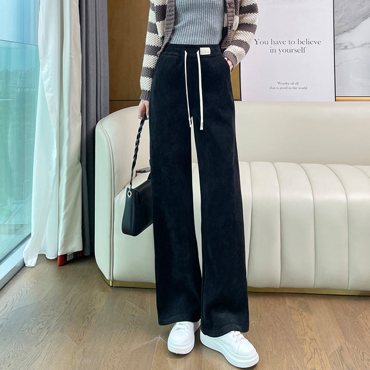 Chenille-Cordhose mit weitem Bein, gefüttert