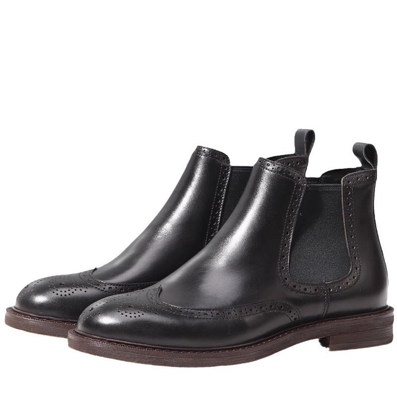 Herren-Chelsea-Stiefel aus Echtleder mit Plateau
