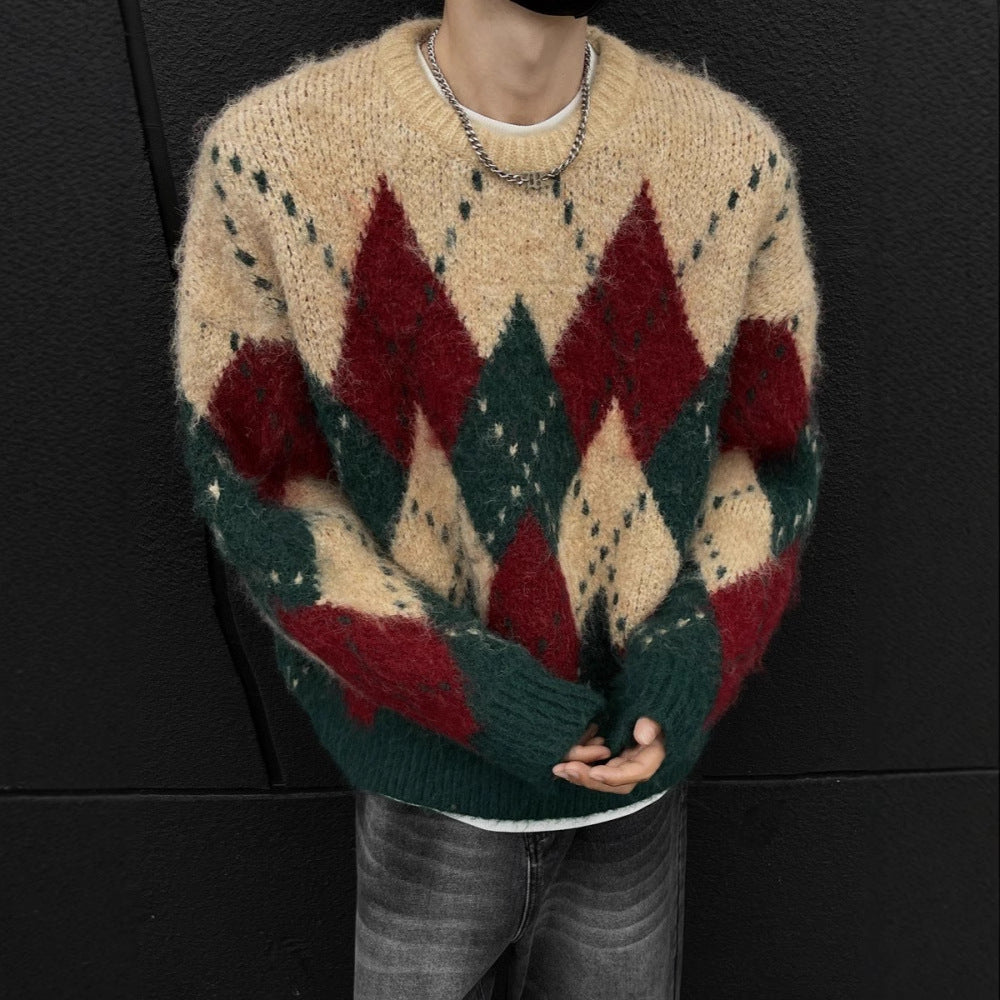 Herren-Strickpullover mit Rautenmuster