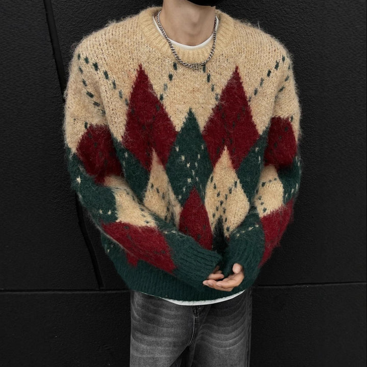 Herren-Strickpullover mit Rautenmuster