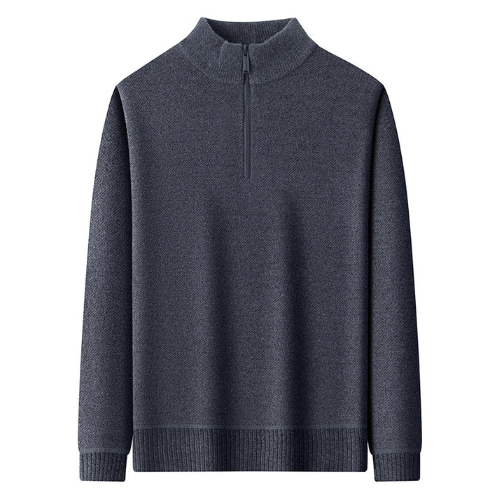 Herren-Pullover mit Reißverschluss, gefüttert, Stehkragen