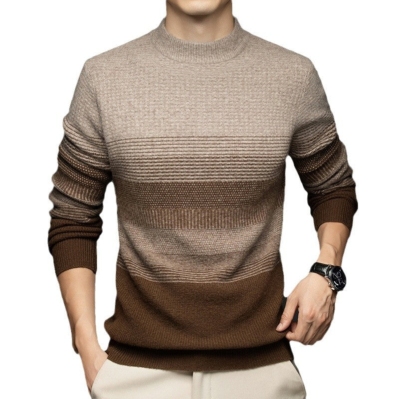 Herren-Wollpullover, Stehkragen, 100% Wolle, Jacquard