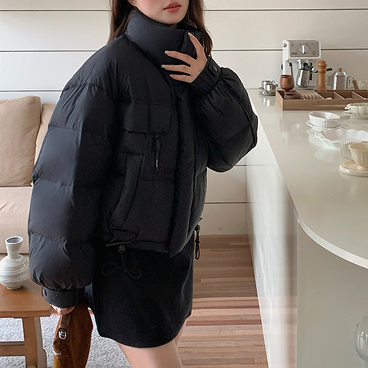 Kurze Damen-Daunenjacke, Entendaunen, urbaner Stil