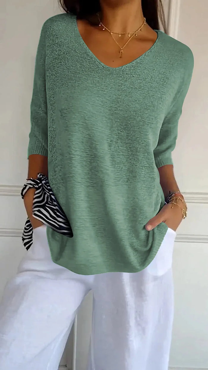 Echoarchiv | Bequemes Damen Stricktop mit V-Ausschnitt