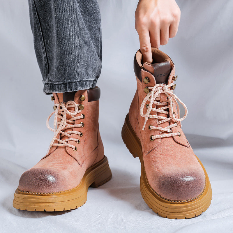 Gefütterte Herren-Arbeitsstiefel, Vintage-Stil