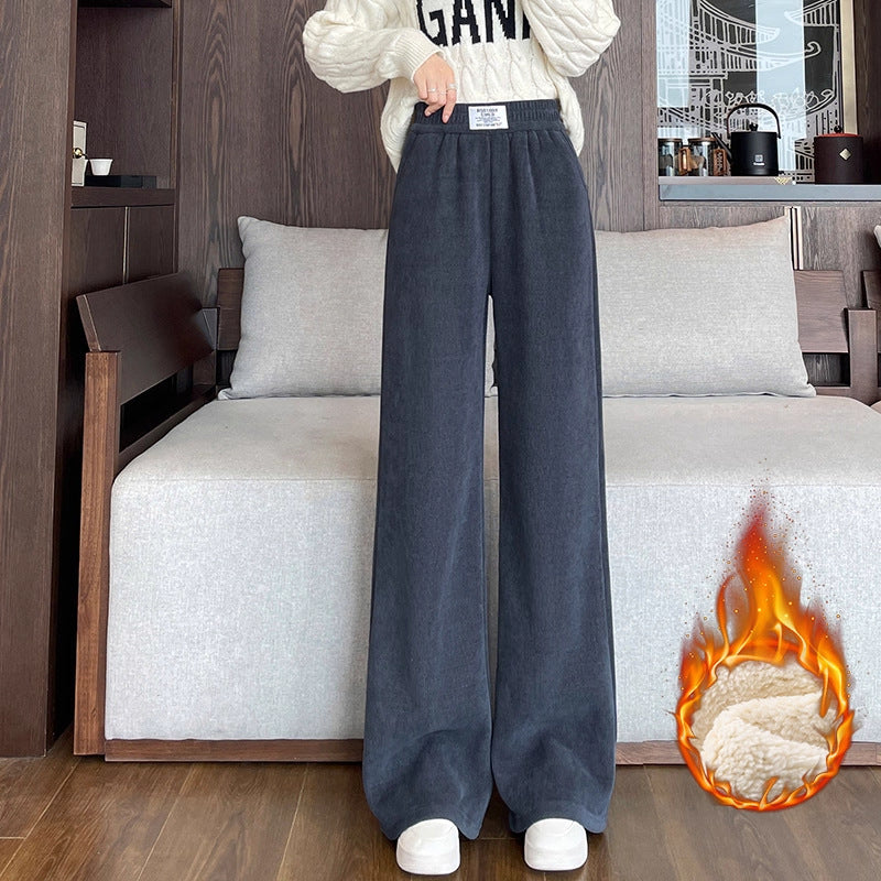 Damen-Cordhose mit Lammfleece, weit geschnitten