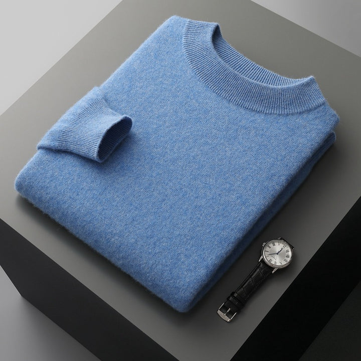 Herren-Kaschmirpullover, Stehkragen, reine Wolle
