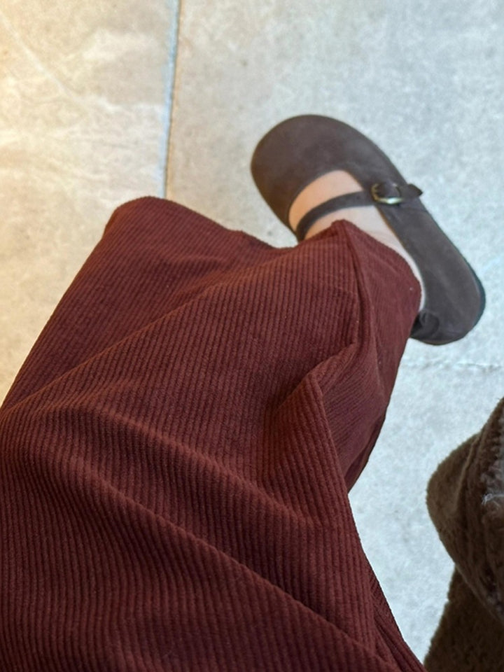 Damen-Cordhose, verkürzt, lockere Passform