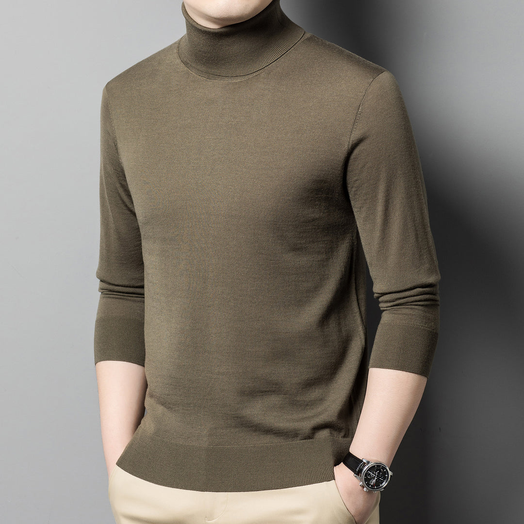 Herren-Wollpullover, 100% Wolle, Rollkragen, maschinenwaschbar