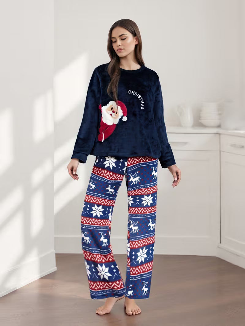Damen Flanell-Hausanzug, winterlich, bedruckt