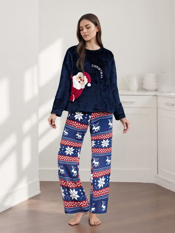 Damen Flanell-Hausanzug, winterlich, bedruckt