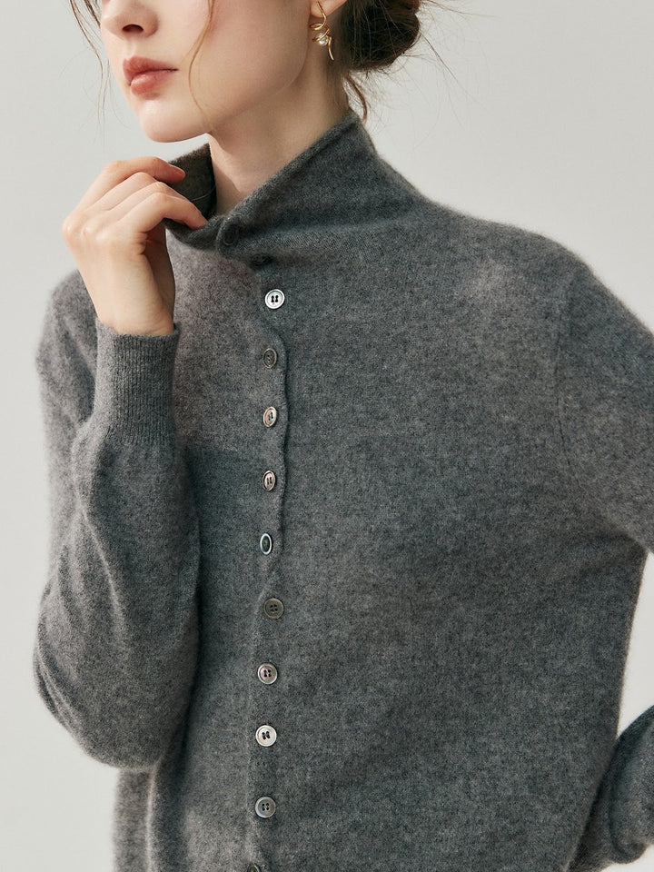 Strickjacke mit Rollkanten, weiche Haptik