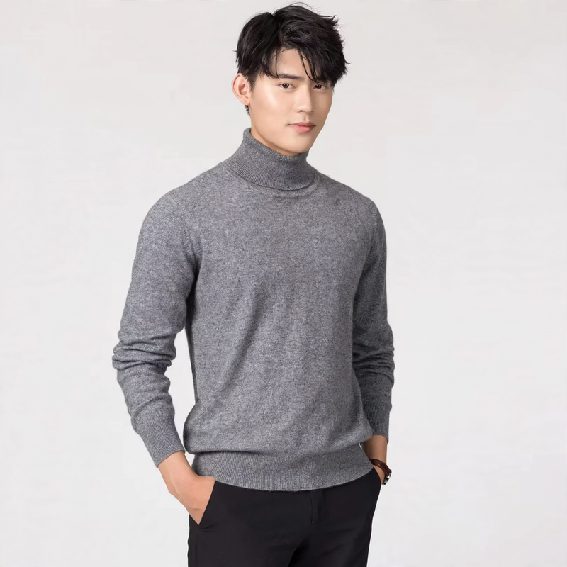 Herren-Wollpullover, Rollkragen, pflegeleicht