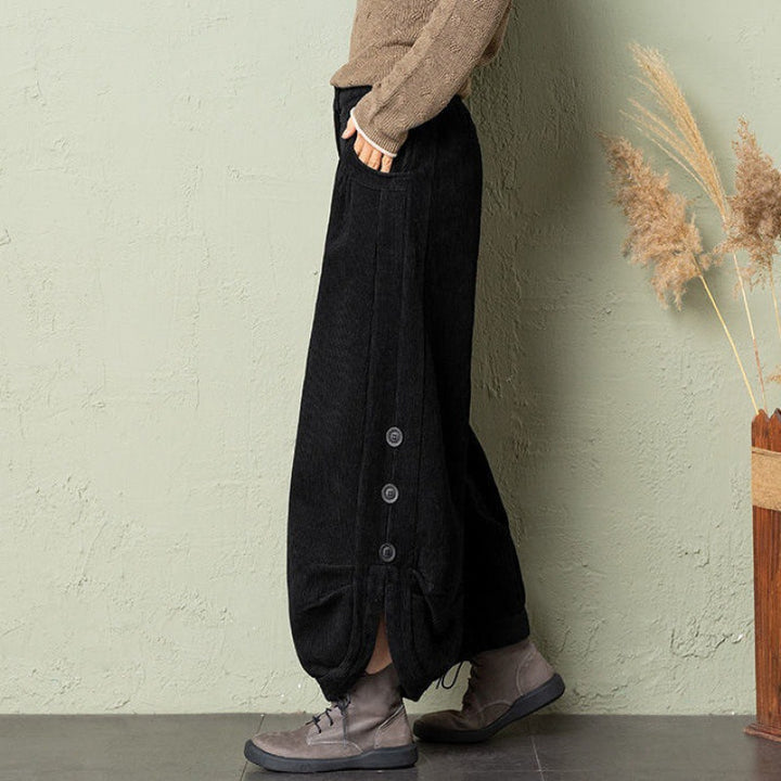 Gefütterte Cord-Hose für Damen, weiter Schnitt, Winter