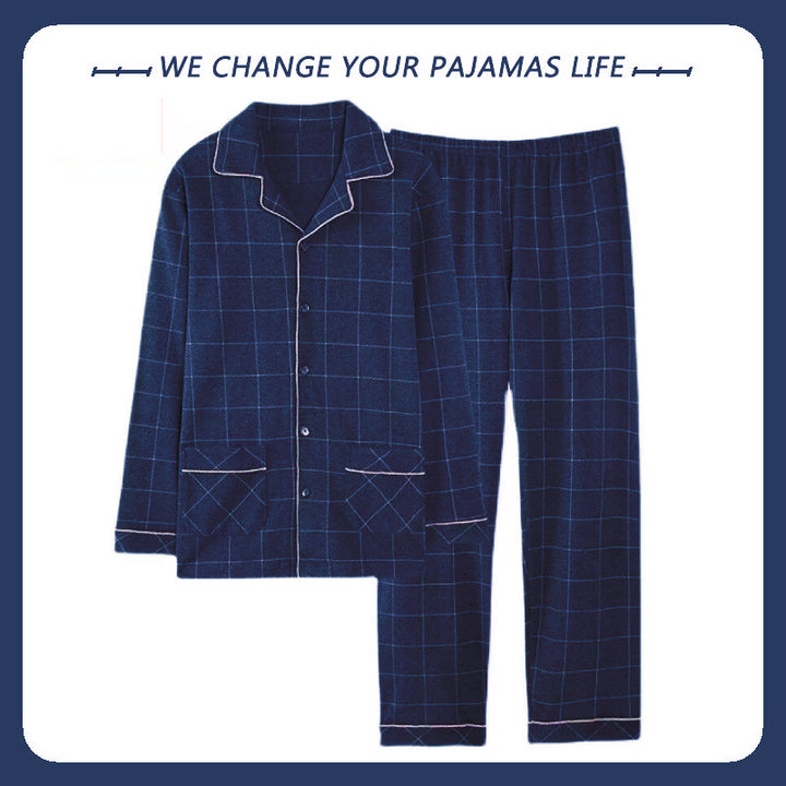 Herren-Pyjama-Set aus Baumwolle, langärmelig, bequem