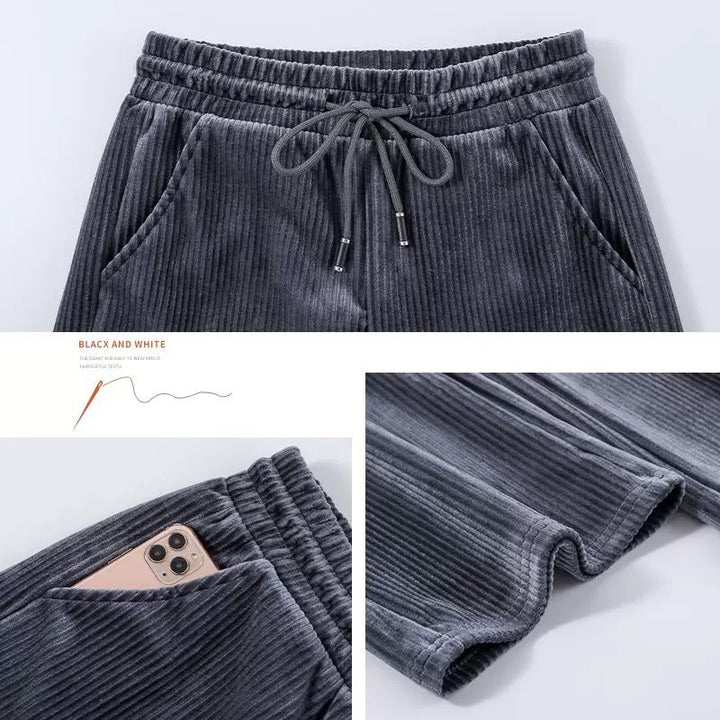Damen-Cordhose mit hohem Bund und weitem Bein