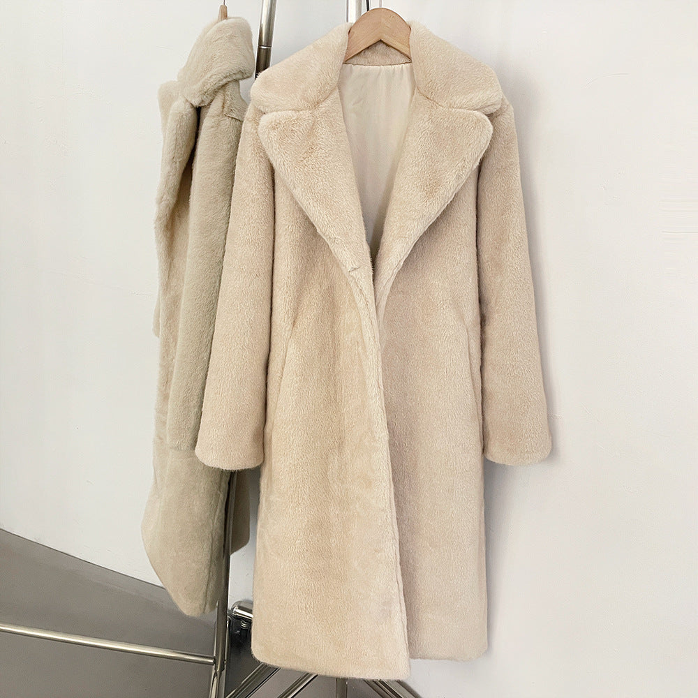 Eleganter Kunstfellmantel mit Reverskragen