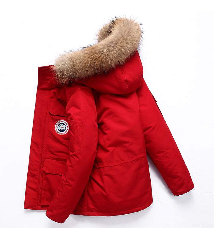 Modische Unisex-Daunenjacke mit abnehmbarem Kragen