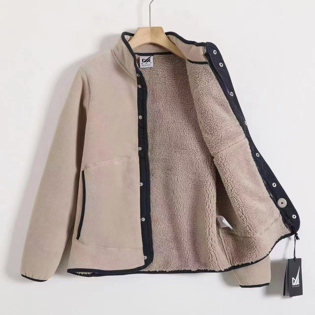 Unisex Teddyfleece-Jacke mit Stehkragen