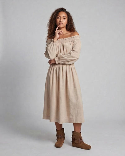 Damen Romantisches Off-Shoulder Maxikleid Echo Archiv
