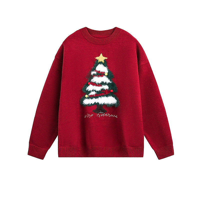 Herren-Strickpullover mit Weihnachtsbaum-Motiv