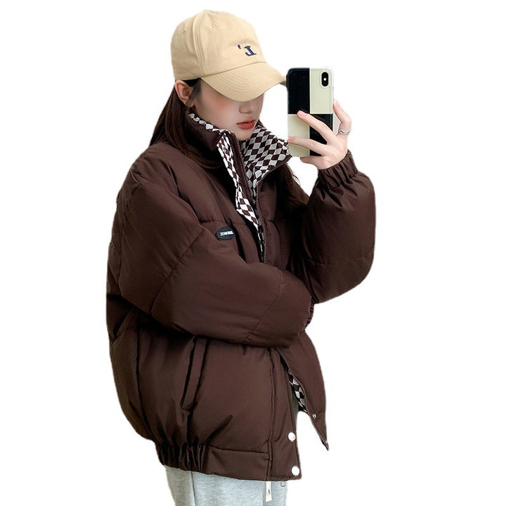 Kurze Damen-Steppjacke mit Stehkragen