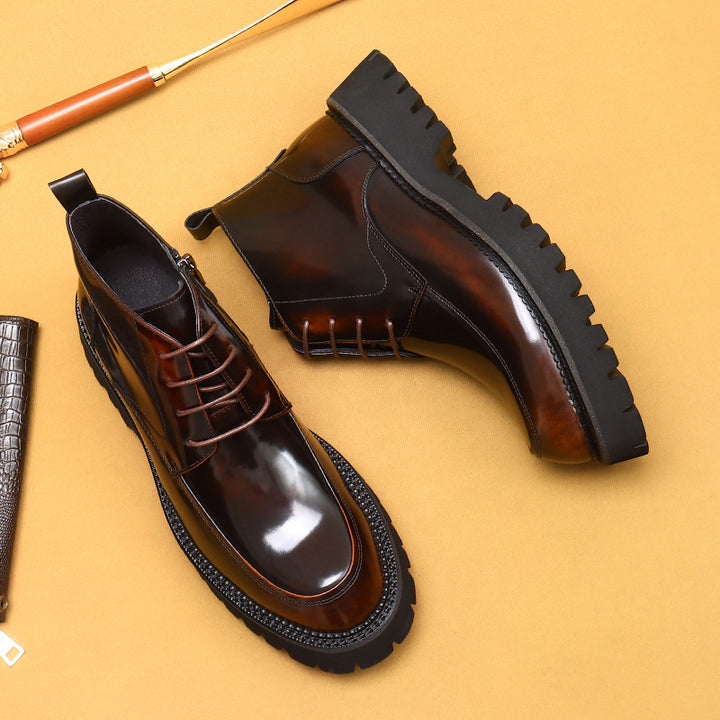 Herren-Lederstiefel mit Reißverschluss