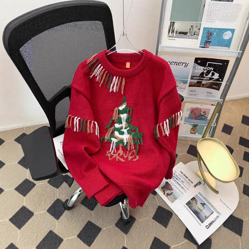Strickpullover mit Weihnachtsbaum-Motiv