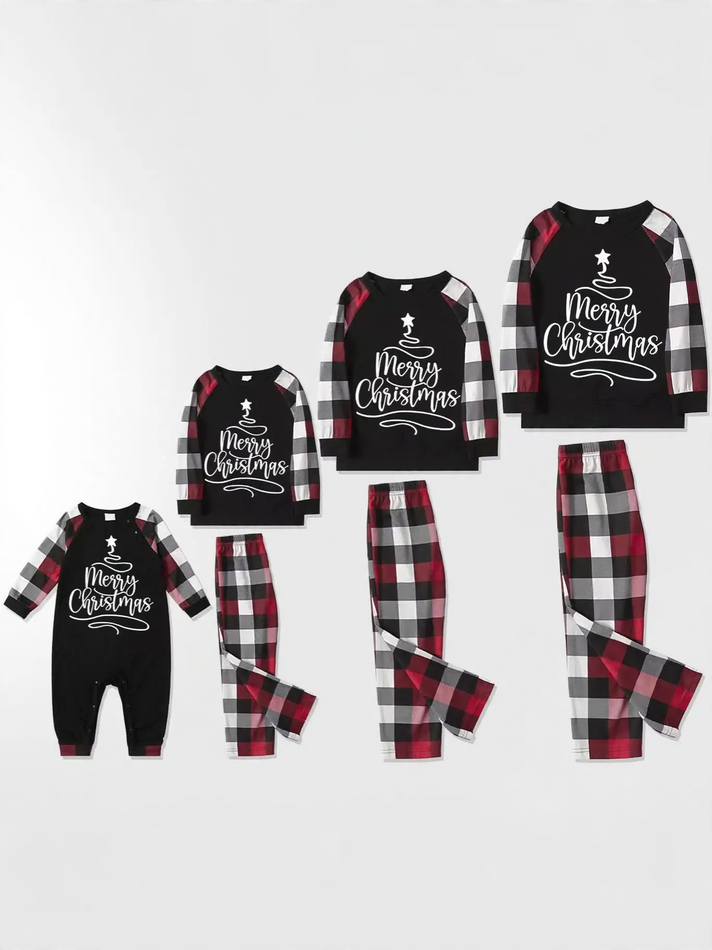 Weihnachts-Pyjama-Set für die Familie, langärmelig, mit Karomuster