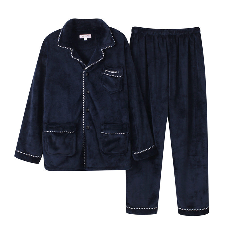 Warmer Flanell-Schlafanzug für Herren, gefüttert