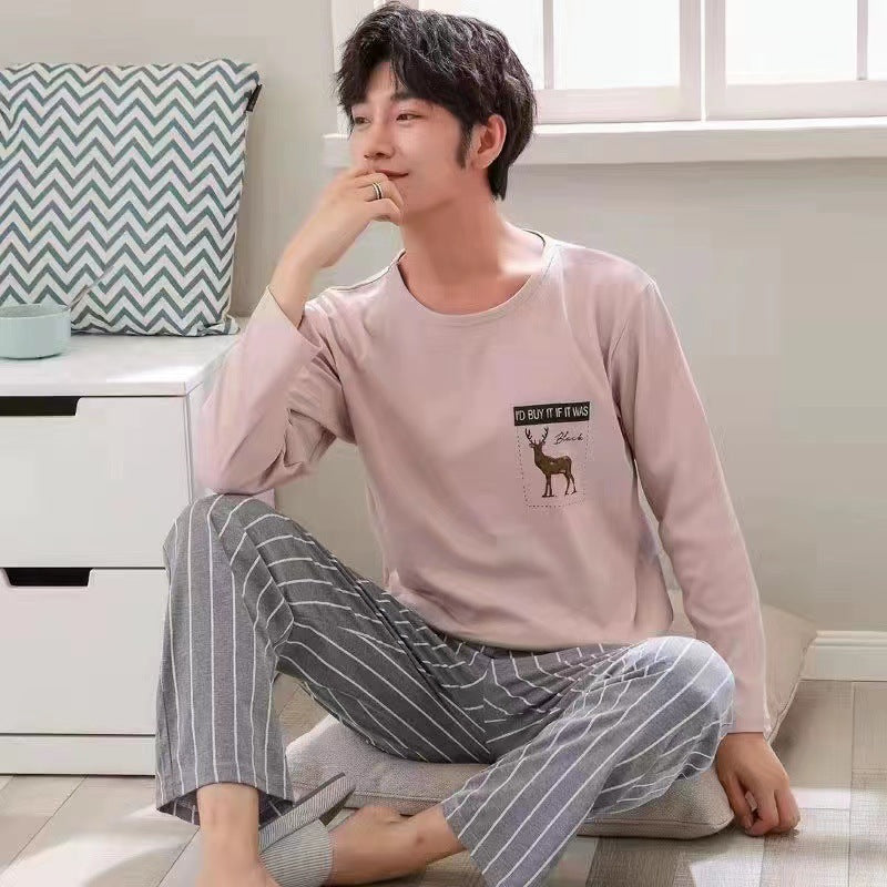 Herren-Pyjama-Set, langärmelig, leicht und bequem