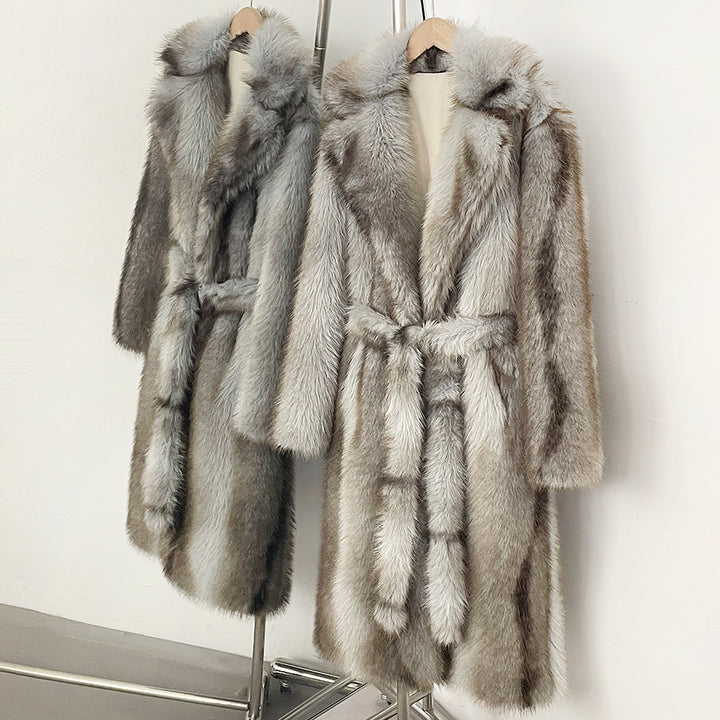 Eleganter Kunstfellmantel mit Reverskragen