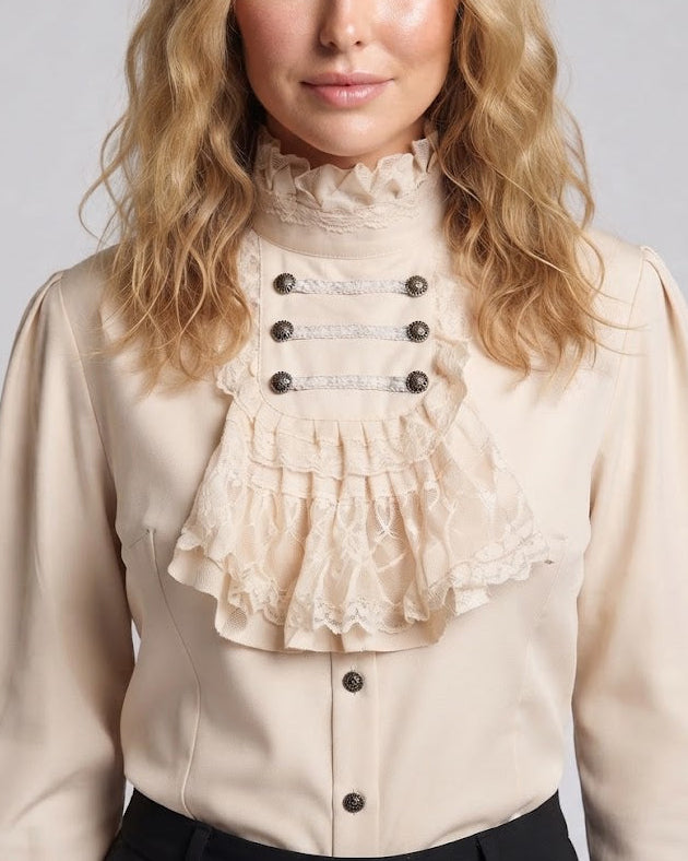 Damen Elegante Rüschenshirt mit hochwertiger Spitze und maßgeschneidertem Schnitt Echo Archiv