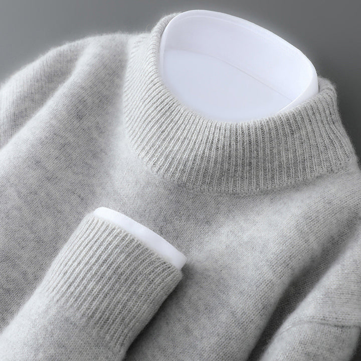 Herren Pullover, Stehkragen, 100% Wolle, weich