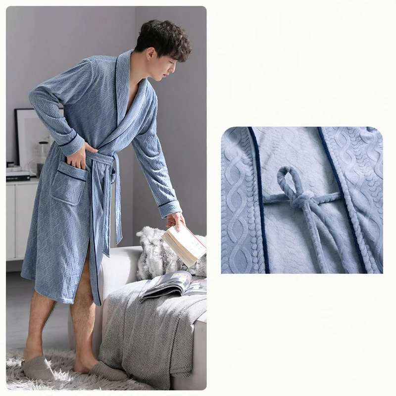 Warmer Herren-Hausanzug aus Flanell, gefüttert, verschiedene Größen