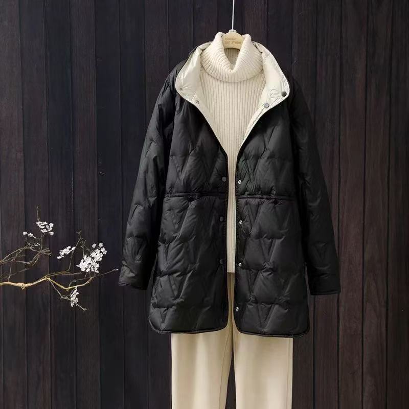 Wendbare Daunenjacke für Damen, mittellang, große Größen