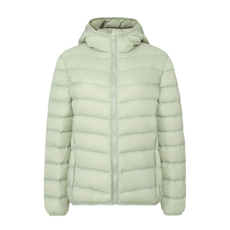 Leichte Damen-Daunenjacke mit Kapuze, wasserabweisend