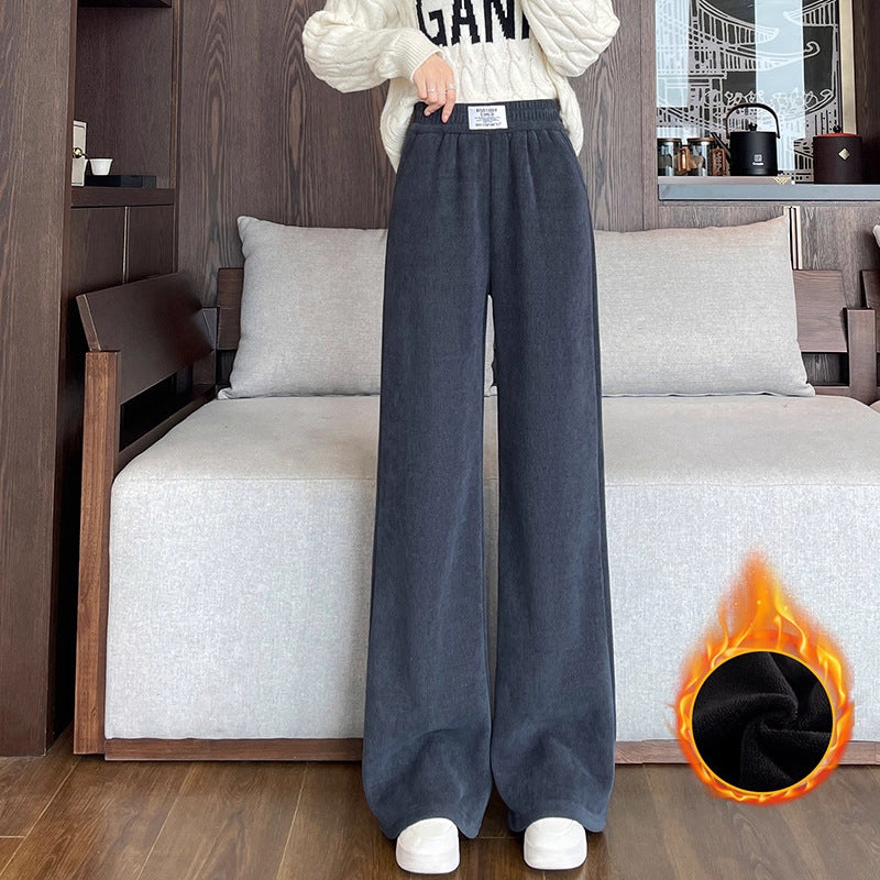 Damen-Cordhose mit Lammfleece, weit geschnitten